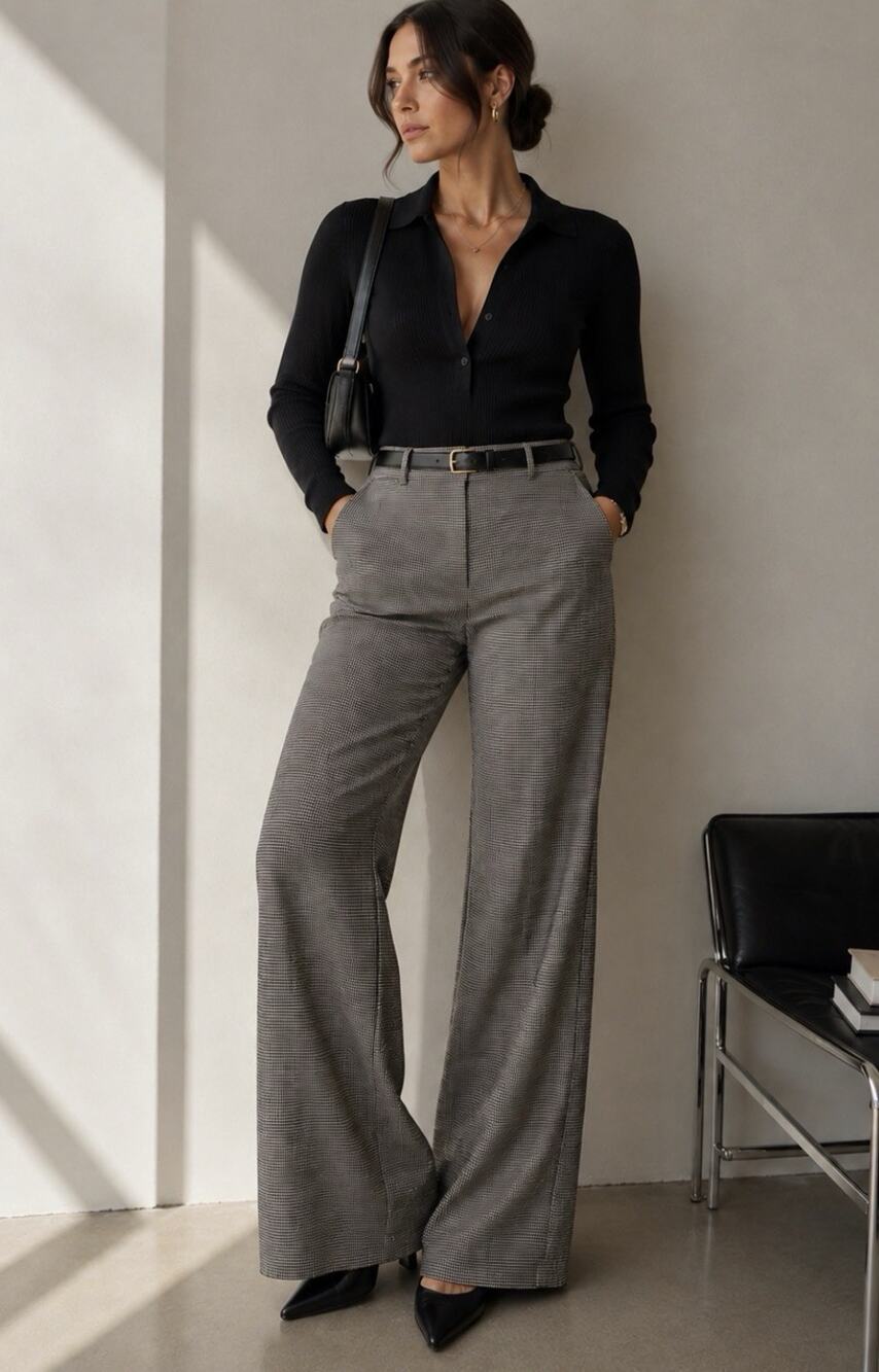 NWT NYDJ Ab Tech Brown Houndstooth Side Zip Wide Leg Sz 14 Quiet Luxury Career